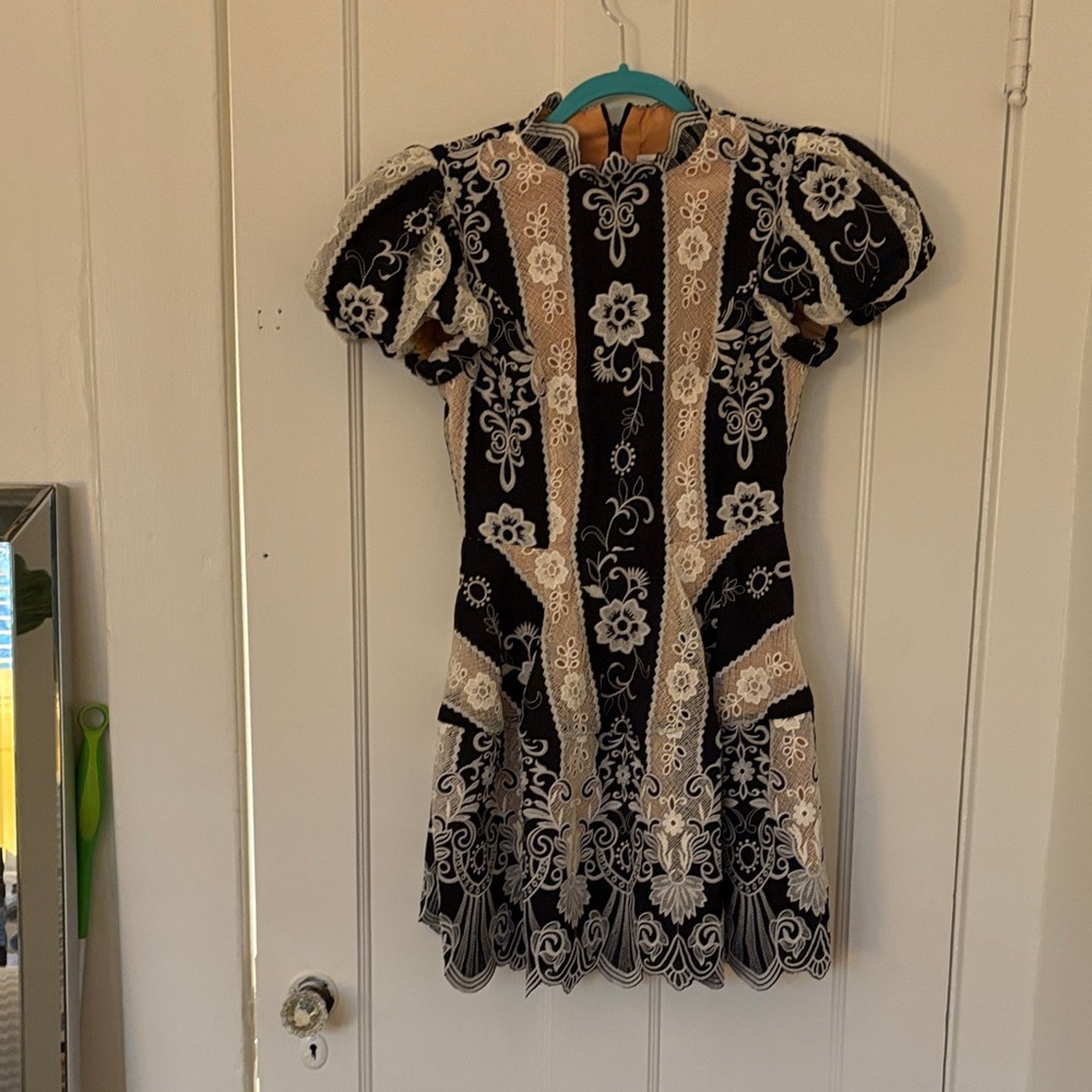 Elliatt Black and Cream Mini Dress